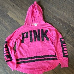 Victoria’s Secret PINK - hooded tunic length shirt - hot pink - M